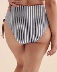 Bas de bikini taille haute rayures nautiques