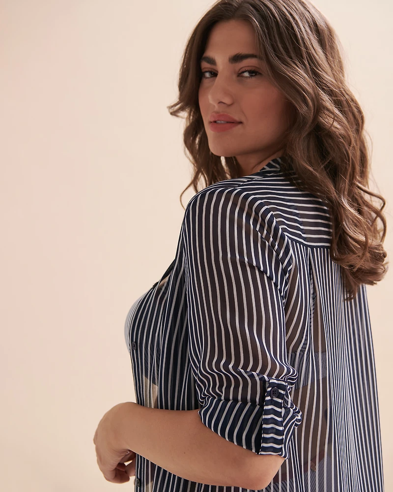 Striped Long Sleeve Button-down Shirt