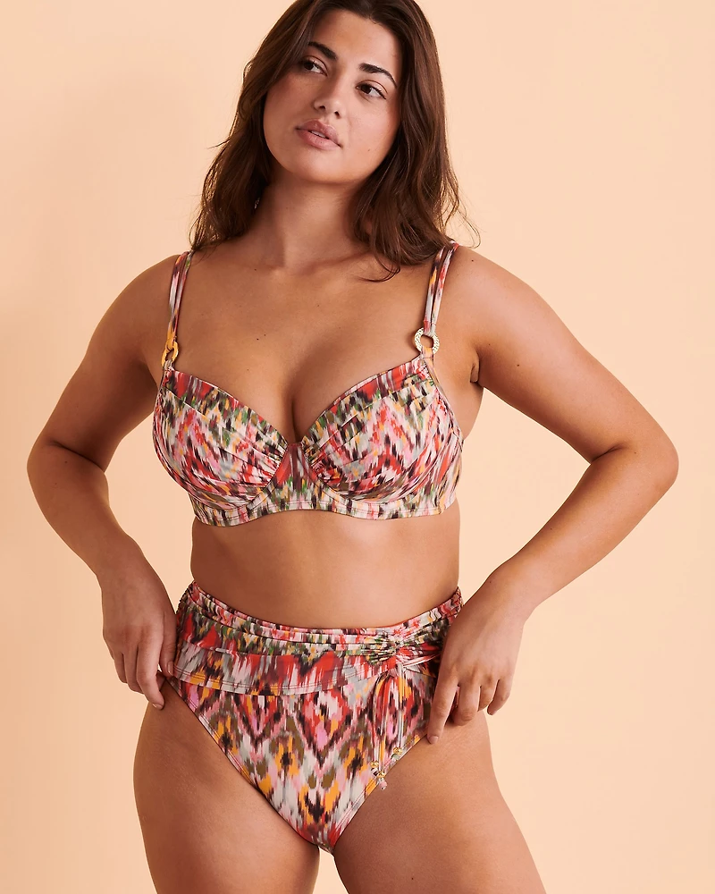 FREE SPIRIT Shirred High Waist Bikini Bottom