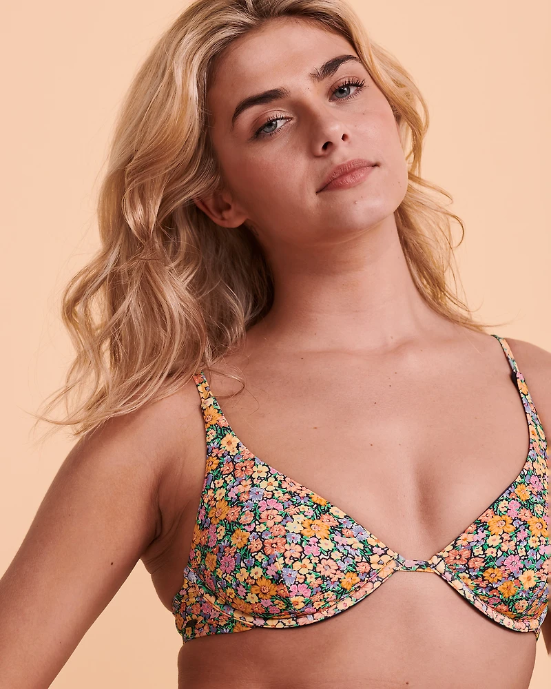 Haut de bikini plongeant Afterglow Floral