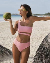 Textured Mid Waist Bikini Bottom
