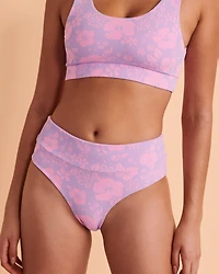 KULANI KINIS Bas de bikini taille haute Cheeky Hibiscus Haze