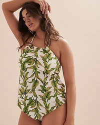 Haut tankini encolure haute Jungle Leaves