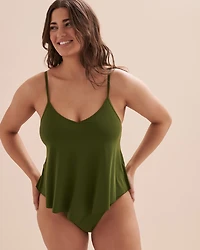 Solid V-neck Tankini Top