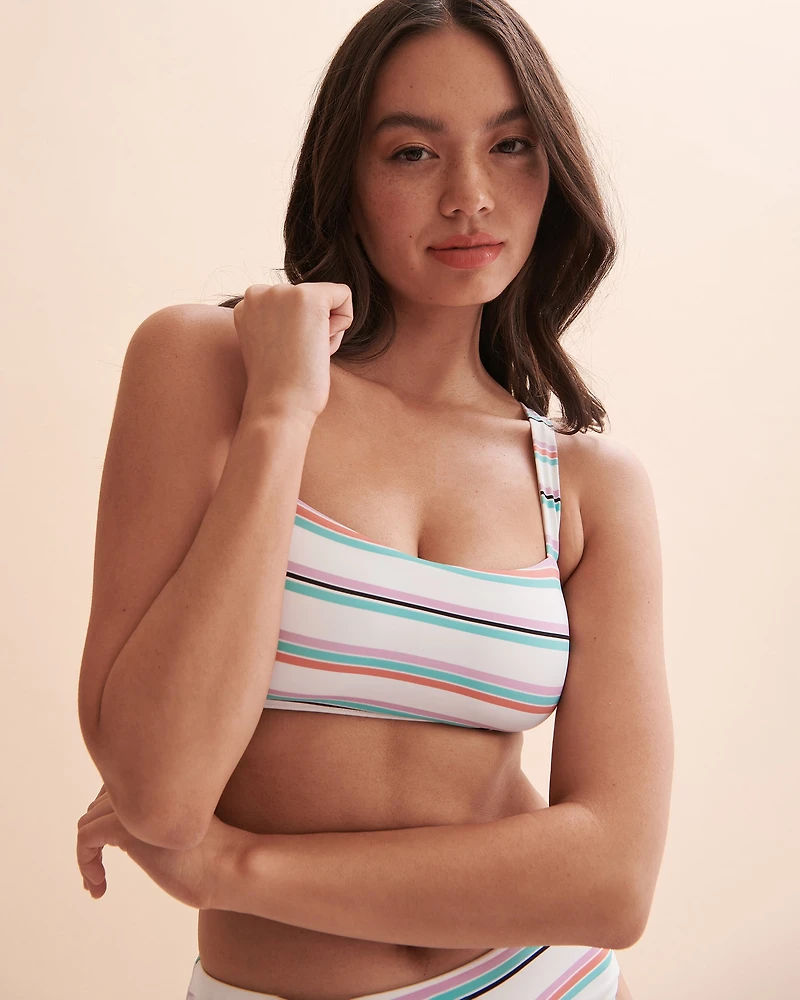 Multicolour Stripes Bralette Bikini Top