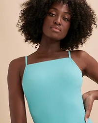 Textured Square Neck One-Piece Swimsuit