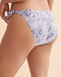 Blue Floral Side Tie Bikini Bottom