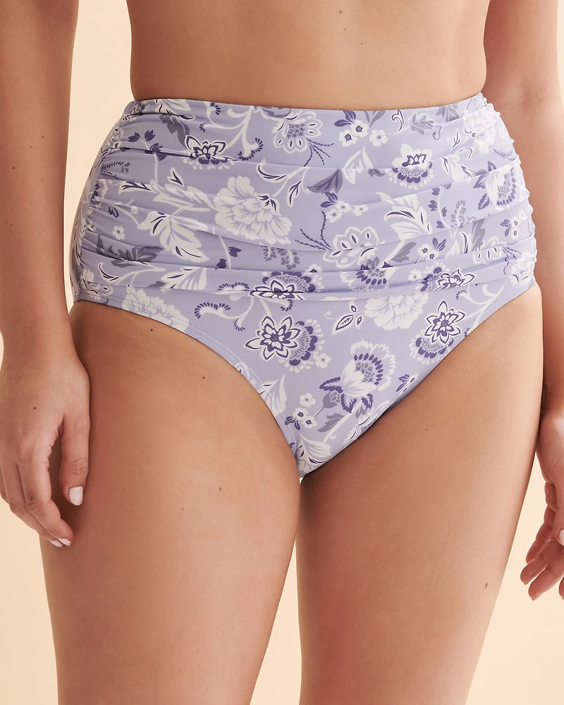 Bas de bikini taille haute Blue Floral