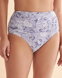Bas de bikini taille haute Blue Floral