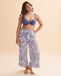 Blue Floral Wide Leg Pants
