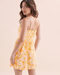 Retro Floral Thin Straps Short Dress