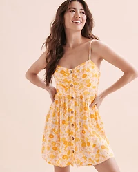Retro Floral Thin Straps Short Dress