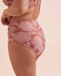 Bas de bikini taille haute plissée Marsala