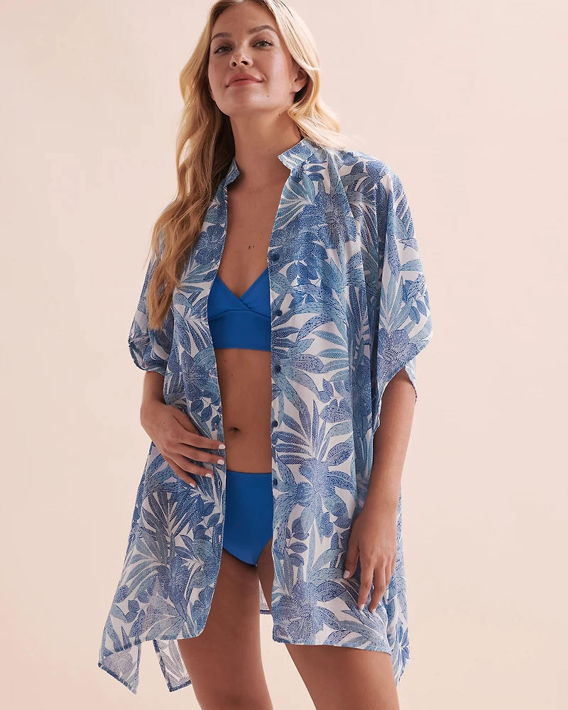 Peach Chiffon Short Sleeve Button-down Shirt