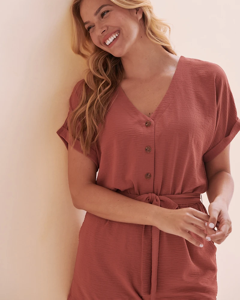 Combinaison à manches courtes effet froissé