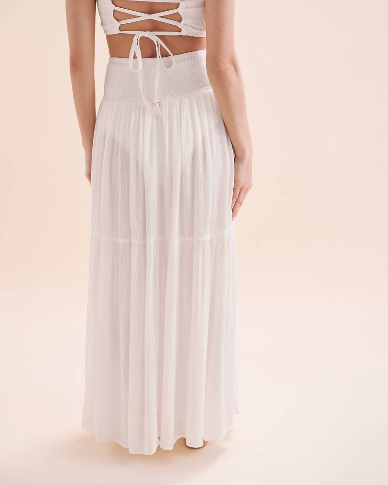 Smocked Texture Maxi Skirt