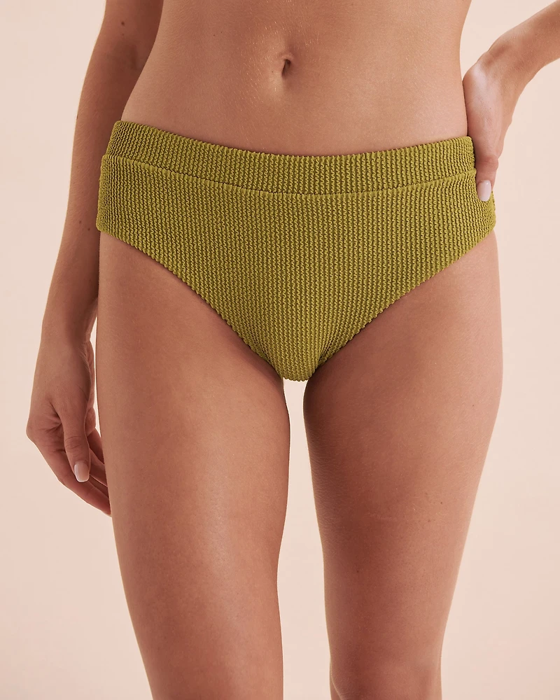 Smocked Textured Cheeky Bikini Bottom