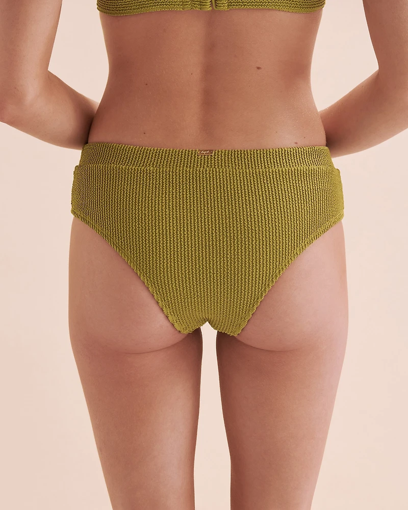 Smocked Textured Cheeky Bikini Bottom