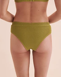 Smocked Textured Cheeky Bikini Bottom