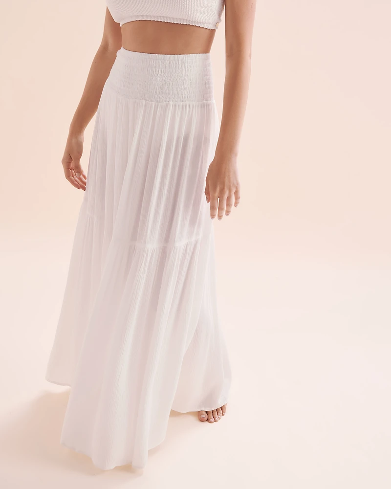 Smocked Texture Maxi Skirt