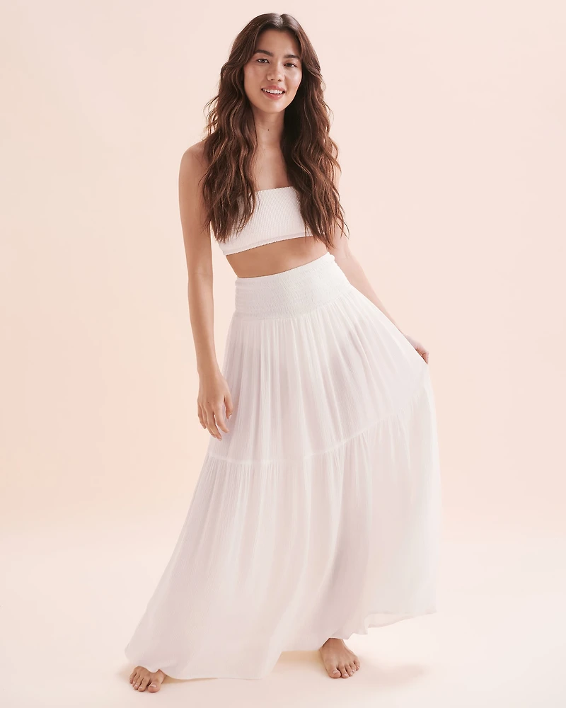 Smocked Texture Maxi Skirt