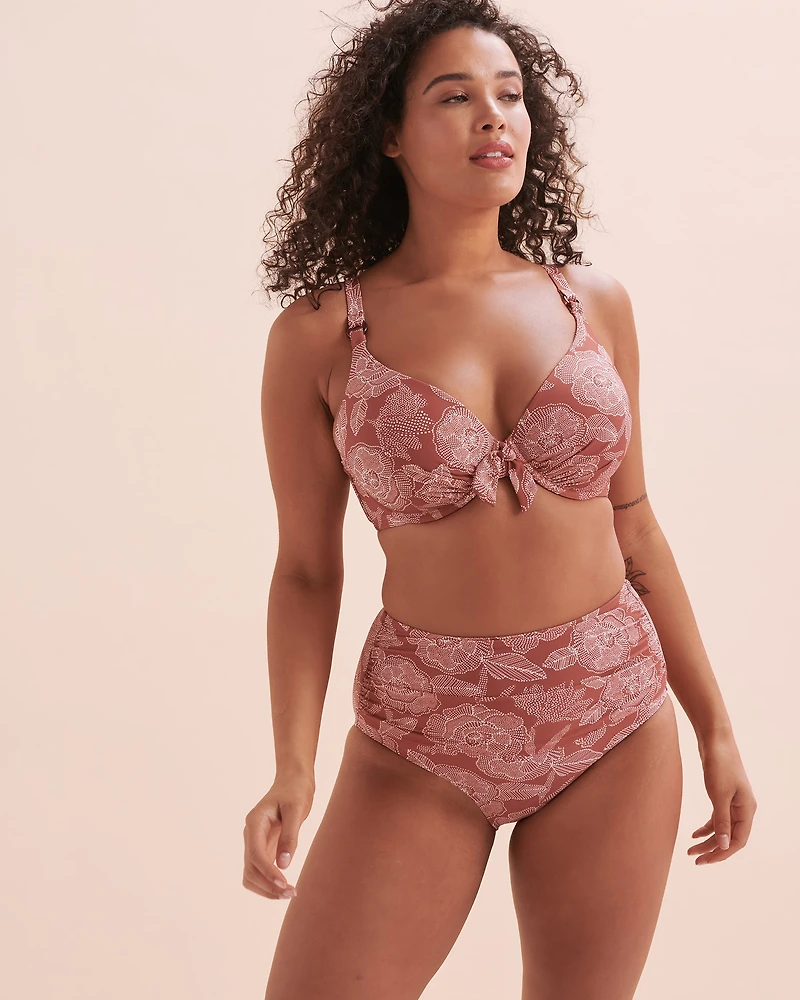 Marsala D Cup Plunge Bikini Top