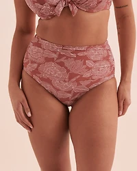 Bas de bikini taille haute plissée Marsala