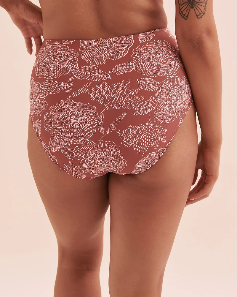 Bas de bikini taille haute plissée Marsala