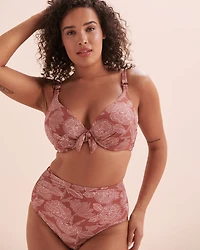 Bas de bikini taille haute plissée Marsala