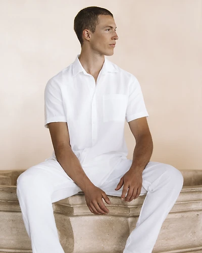 Chemise manches courtes en mélange de lin