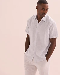 Chemise rayée manches courtes en lin