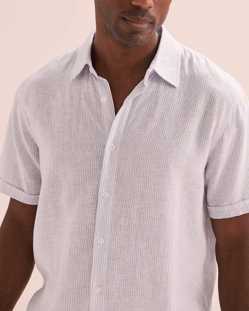 Chemise rayée manches courtes en lin