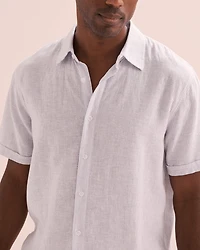 Chemise rayée manches courtes en lin