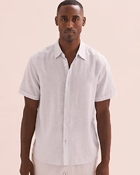 Chemise rayée manches courtes en lin