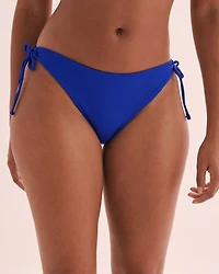Bas de bikini brésilien noué aux hanches côtelé Deep Ocean