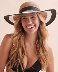 Three Tones Wide Brim Hat