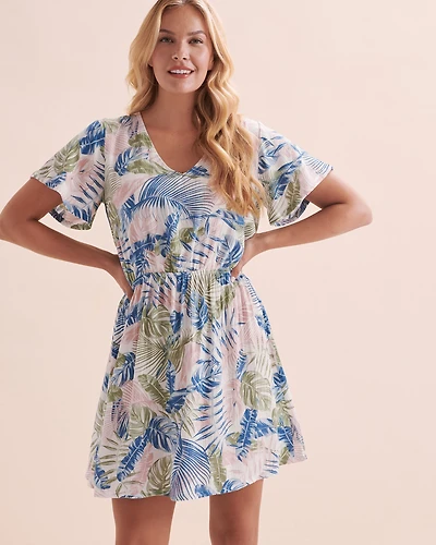 Robe courte imprimé tropical