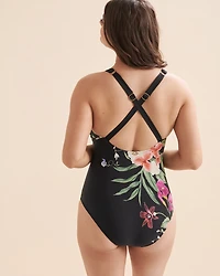 Maillot une-pièce encolure haute Layla Floral Fantasy