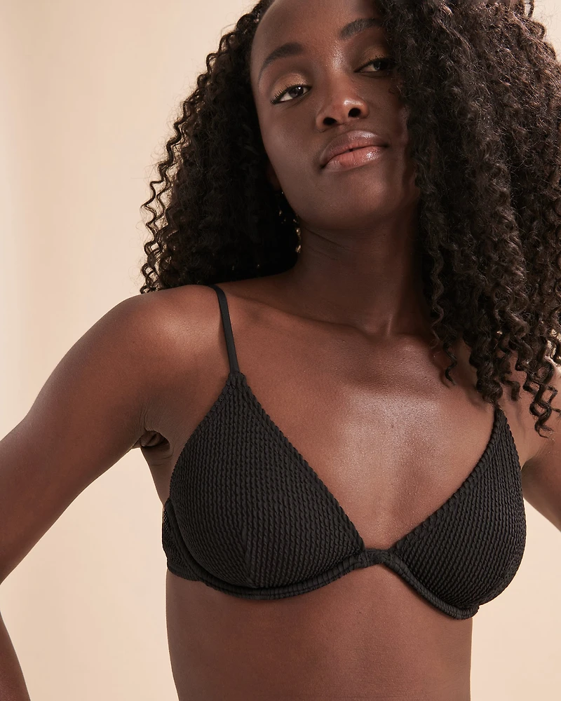 Summer High Ribbed Plunge Bikini Top