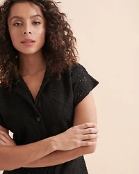 Boho Eyelet Santorini Short Sleeve Shirt