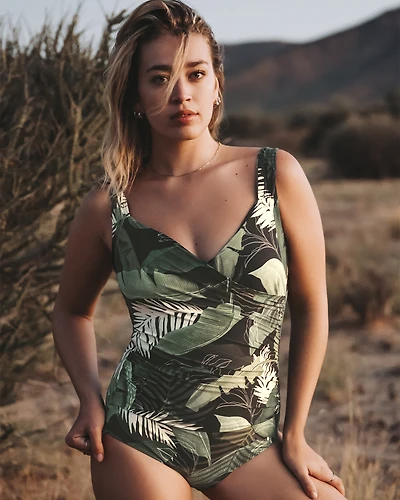 Maillot une-pièce croisé Surplice Boho Palms
