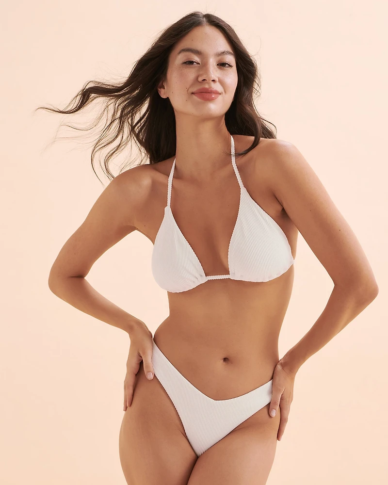 Bas de bikini tanga coupe en V côtel
