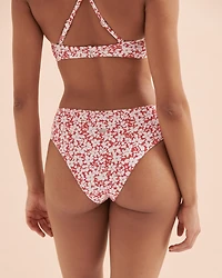Bas de bikini brésilien taille haute rouge éclatant