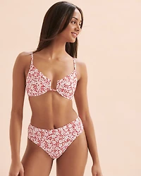 Bas de bikini brésilien taille haute rouge éclatant