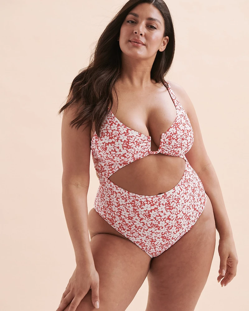 Maillot une-pièce plongeant rouge éclatant