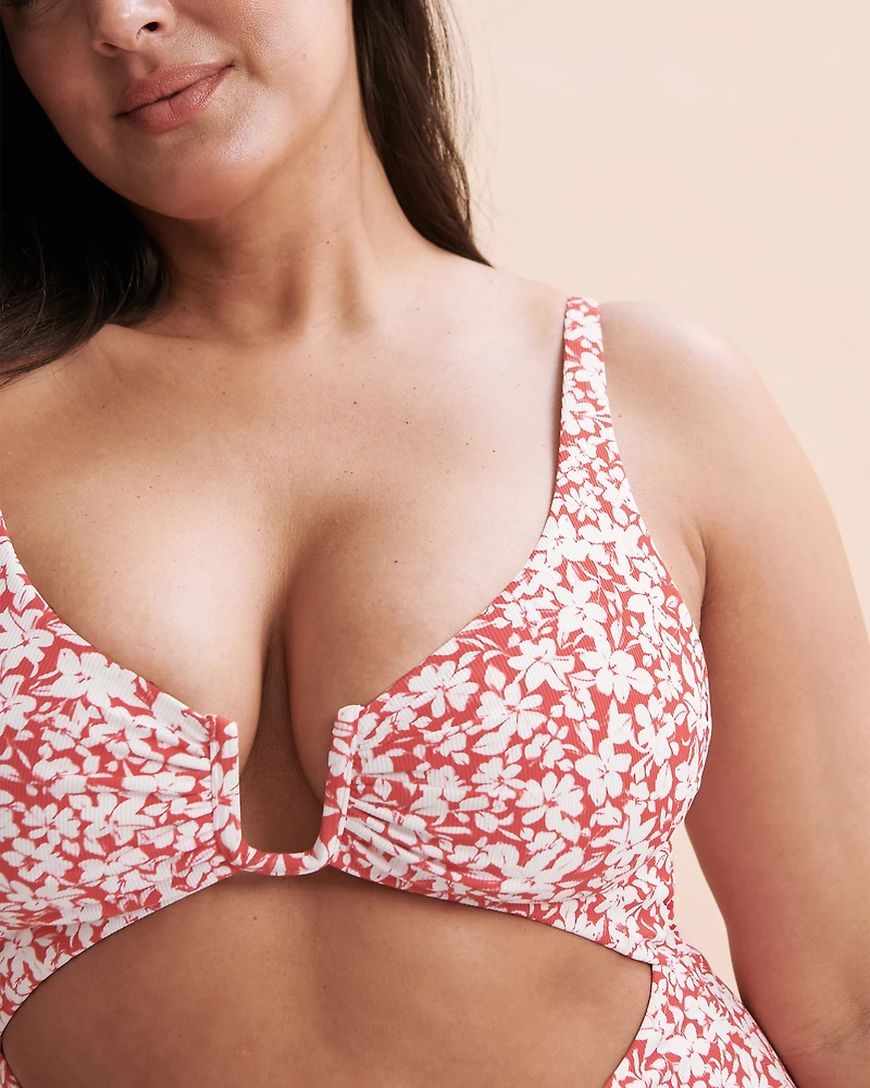 Maillot une-pièce plongeant rouge éclatant