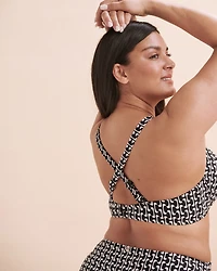 Haut de bikini plongeant bonnet D Géométrique noir