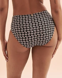 Black Geometric High Waist Bikini Bottom
