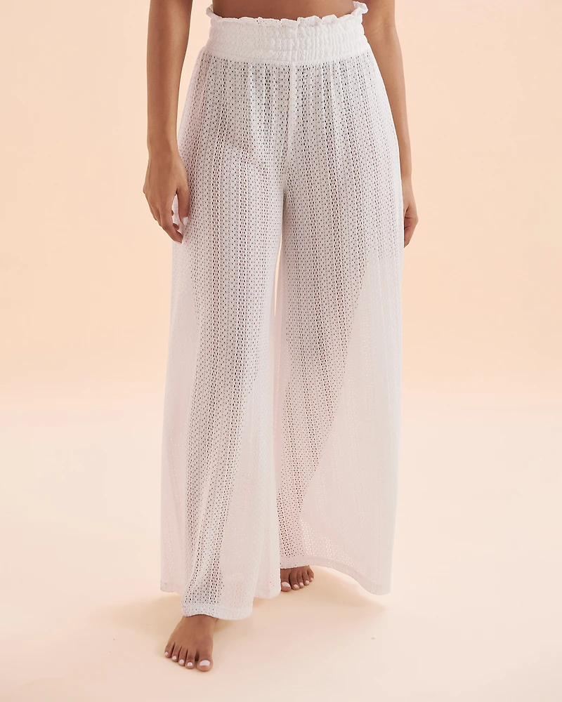 Pantalon jambe large en crochet