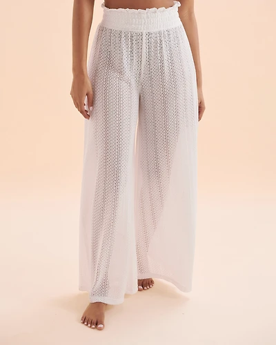 Pantalon jambe large en crochet